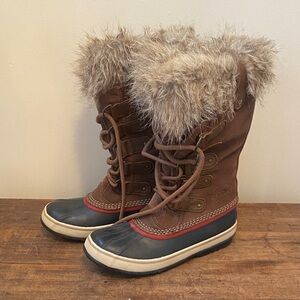 Sorel Brown and Black Fur-Trimmed Boots